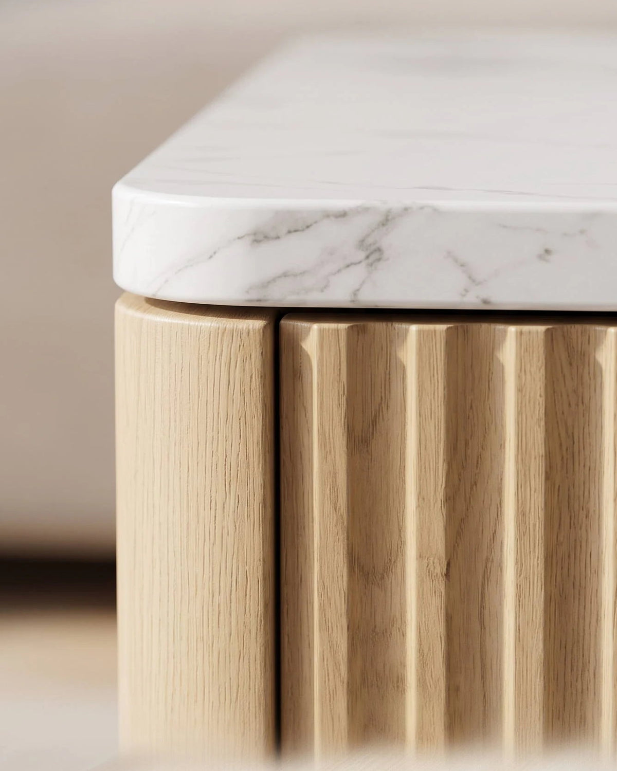 Table basse relevable Atelier, macro sur la matiere du plateau