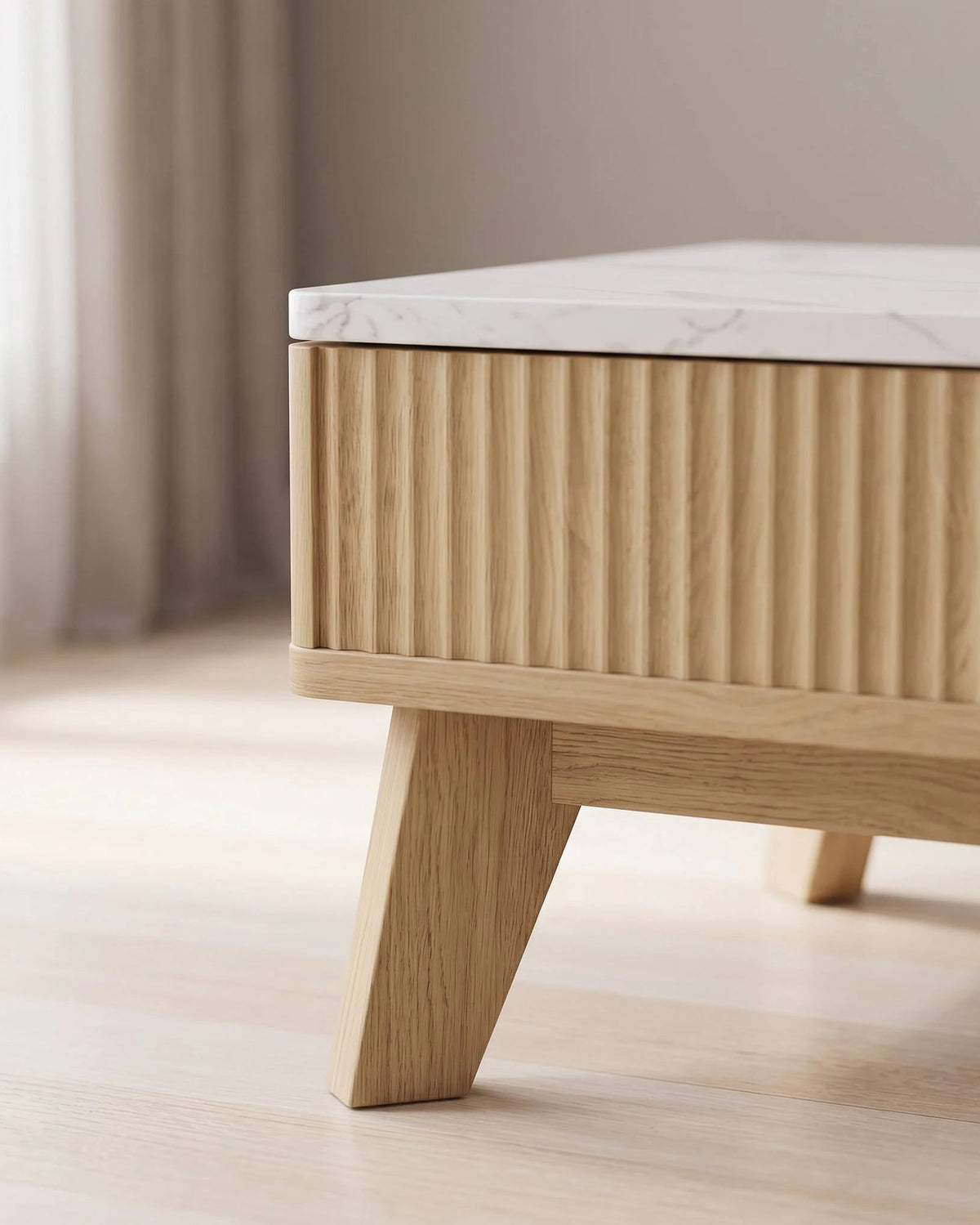 Table basse relevable Atelier, detail de la finition
