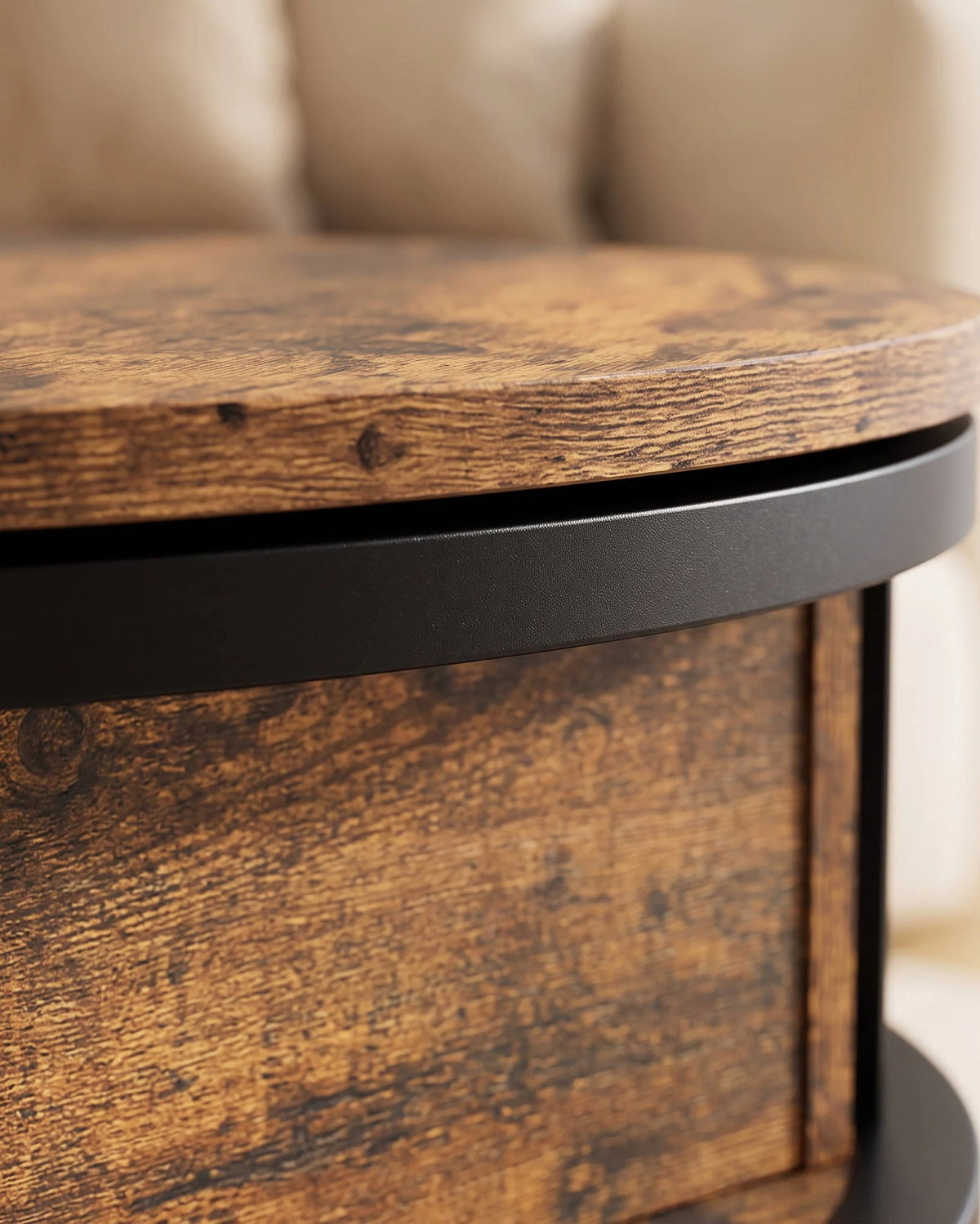 Galet table basse ronde relevable - macro matiere