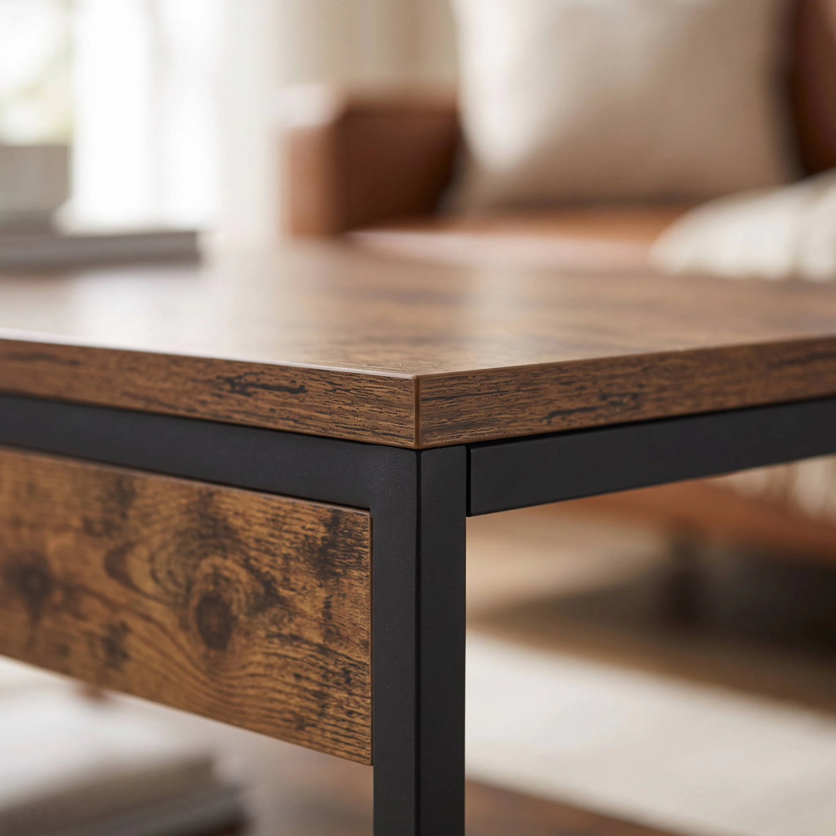 Table basse relevable Pli, macro sur la matiere du plateau