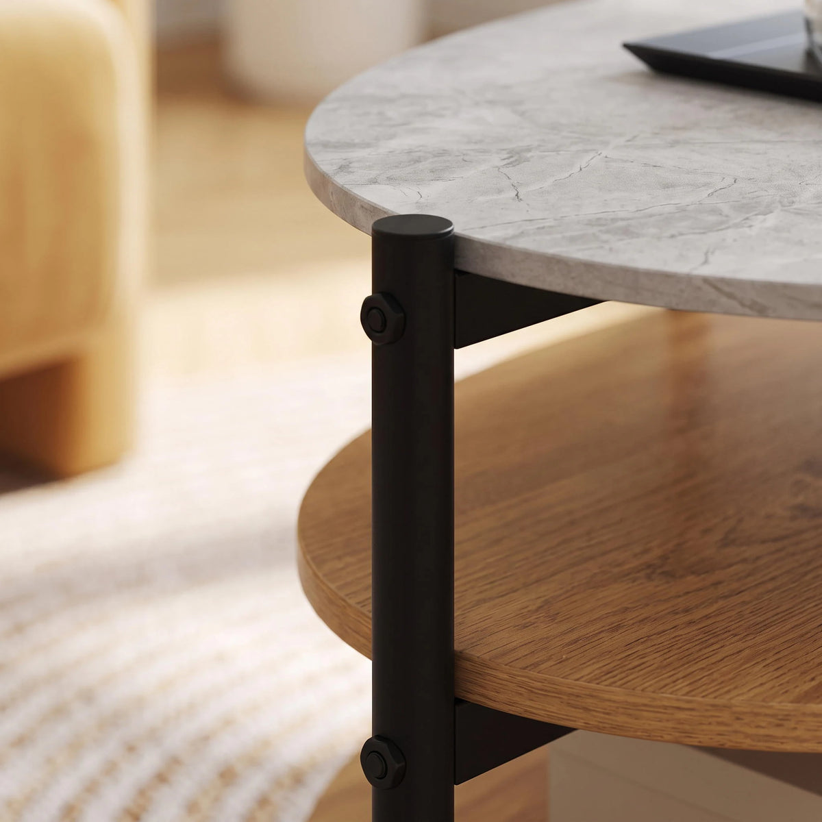 Vague table basse ovale - detail structure metal noir